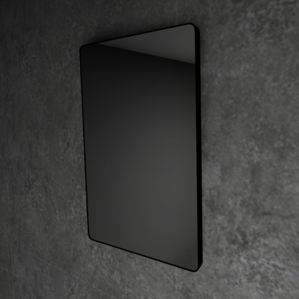 Close up image of the hib. Trim Curve 500mm x 700mm Black Bathroom Mirror